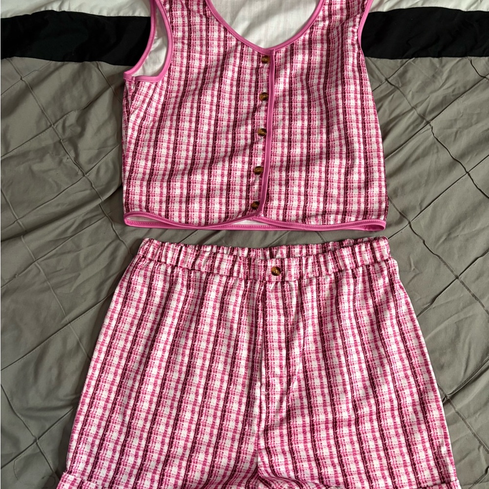 Pink Plaid Women's Sleepwear Set